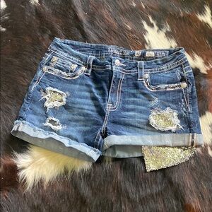 Miss Me Women's Distressed Blue Denim Shorts 31
